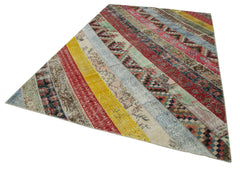 Kırk Yama Gri Patchwork Pamuk Yün El Dokuma Halısı 200x305 Agacan