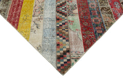 Kırk Yama Gri Patchwork Pamuk Yün El Dokuma Halısı 200x305 Agacan