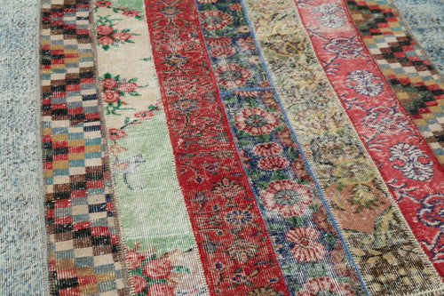 Kırk Yama Gri Patchwork Pamuk Yün El Dokuma Halısı 200x305 Agacan