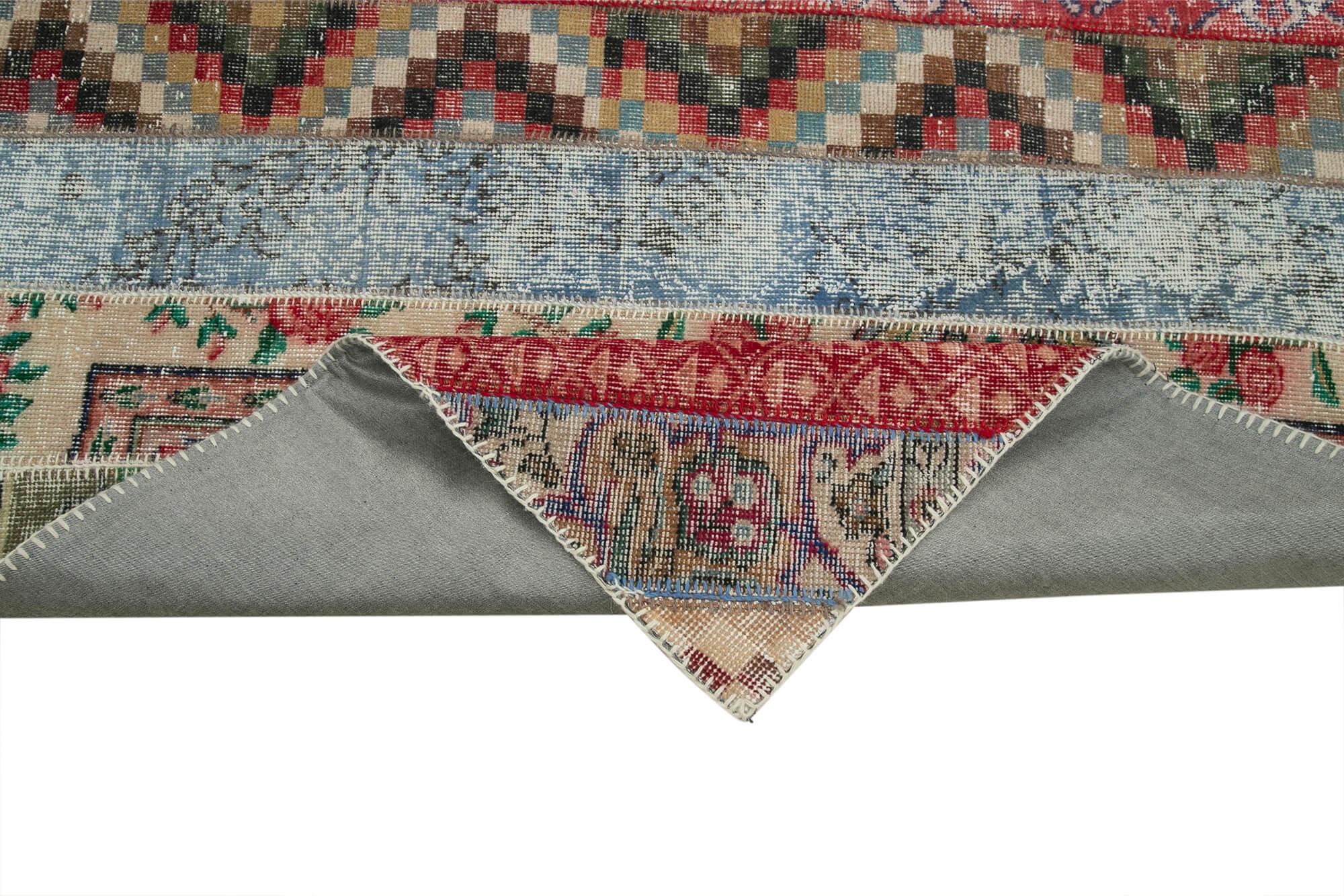 Kırk Yama Gri Patchwork Pamuk Yün El Dokuma Halısı 200x305 Agacan