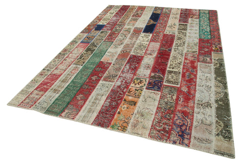 Kırk Yama Gri Patchwork Pamuk Yün El Dokuma Halısı 201x298 Agacan