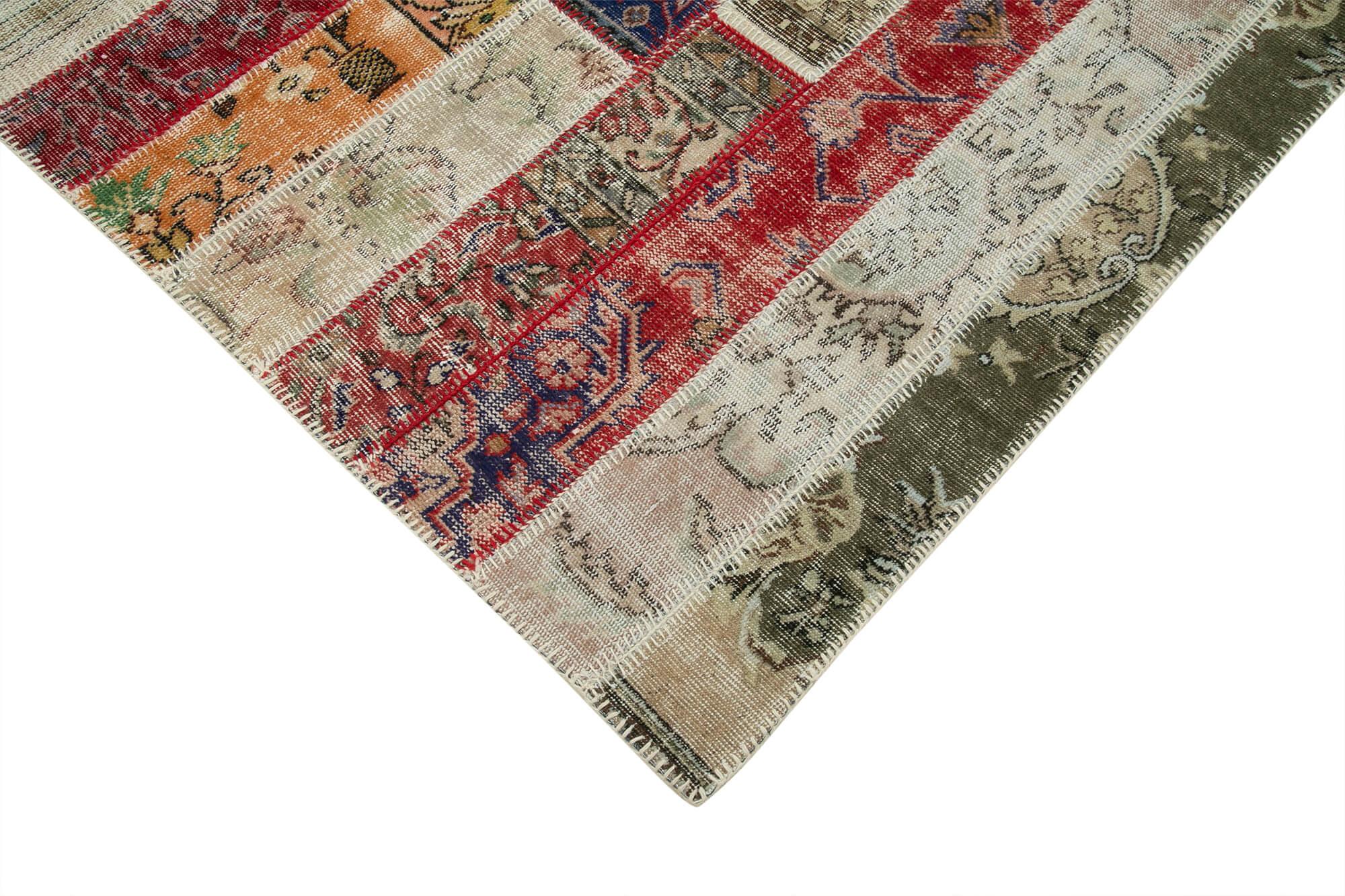 Kırk Yama Gri Patchwork Pamuk Yün El Dokuma Halısı 201x298 Agacan