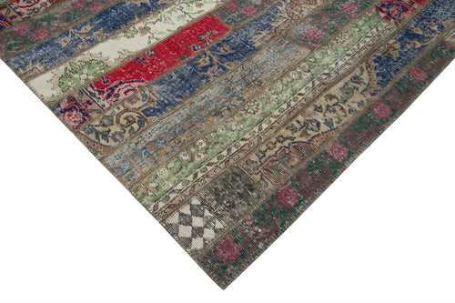 Kırk Yama Gri Patchwork Pamuk Yün El Dokuma Halısı 205x303 Agacan