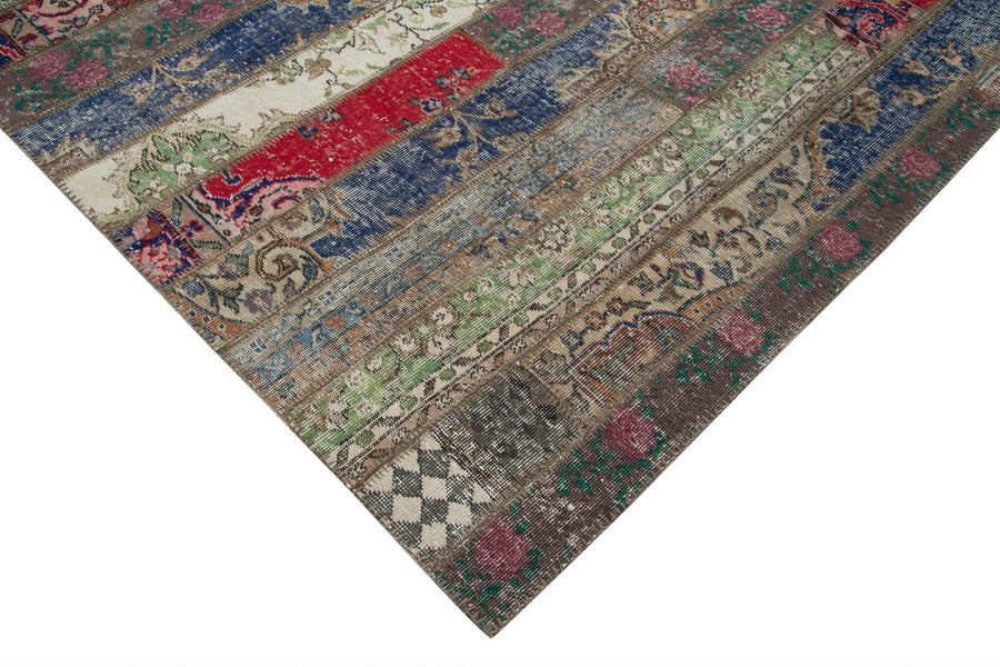 Geometrik Desenli Çok Renkli Patchwork El Dokuma Halı 205x303 cm – Koridor kullanımı