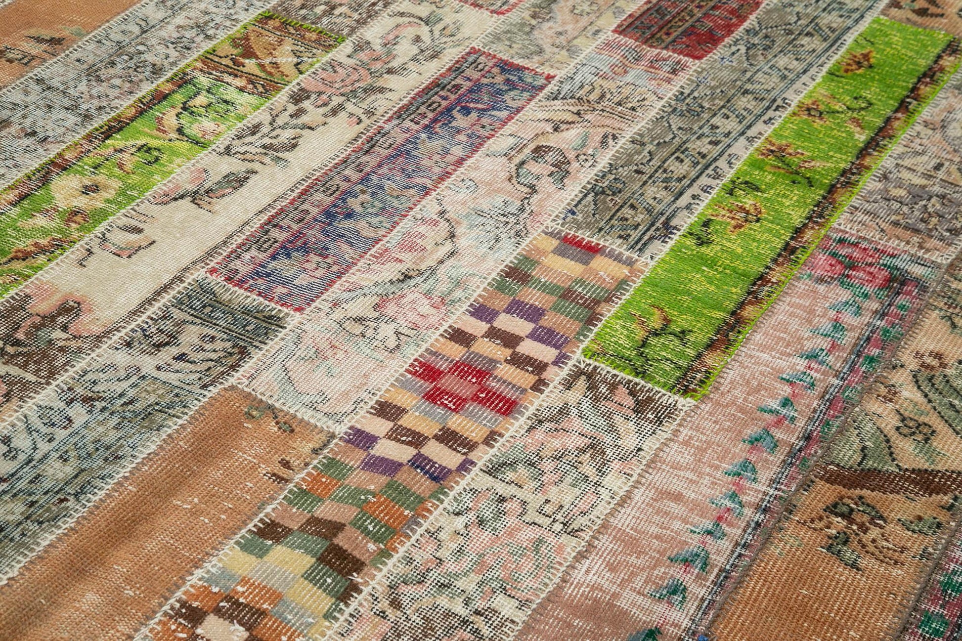 Kırk Yama Gri Patchwork Pamuk Yün El Dokuma Halısı 200x300 Agacan