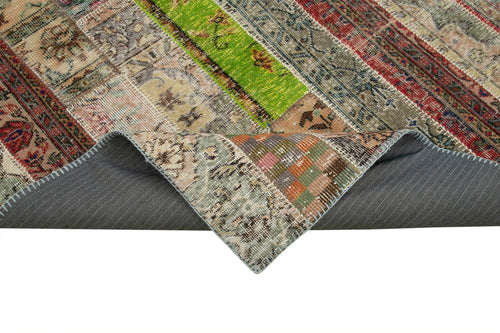 Kırk Yama Gri Patchwork Pamuk Yün El Dokuma Halısı 200x300 Agacan
