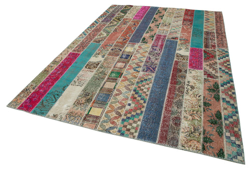 Kırk Yama Gri Patchwork Pamuk Yün El Dokuma Halısı 204x305 Agacan