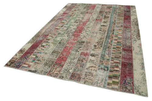 Kırk Yama Gri Patchwork Pamuk Yün El Dokuma Halısı 203x305 Agacan