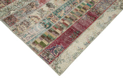 Kırk Yama Gri Patchwork Pamuk Yün El Dokuma Halısı 203x305 Agacan
