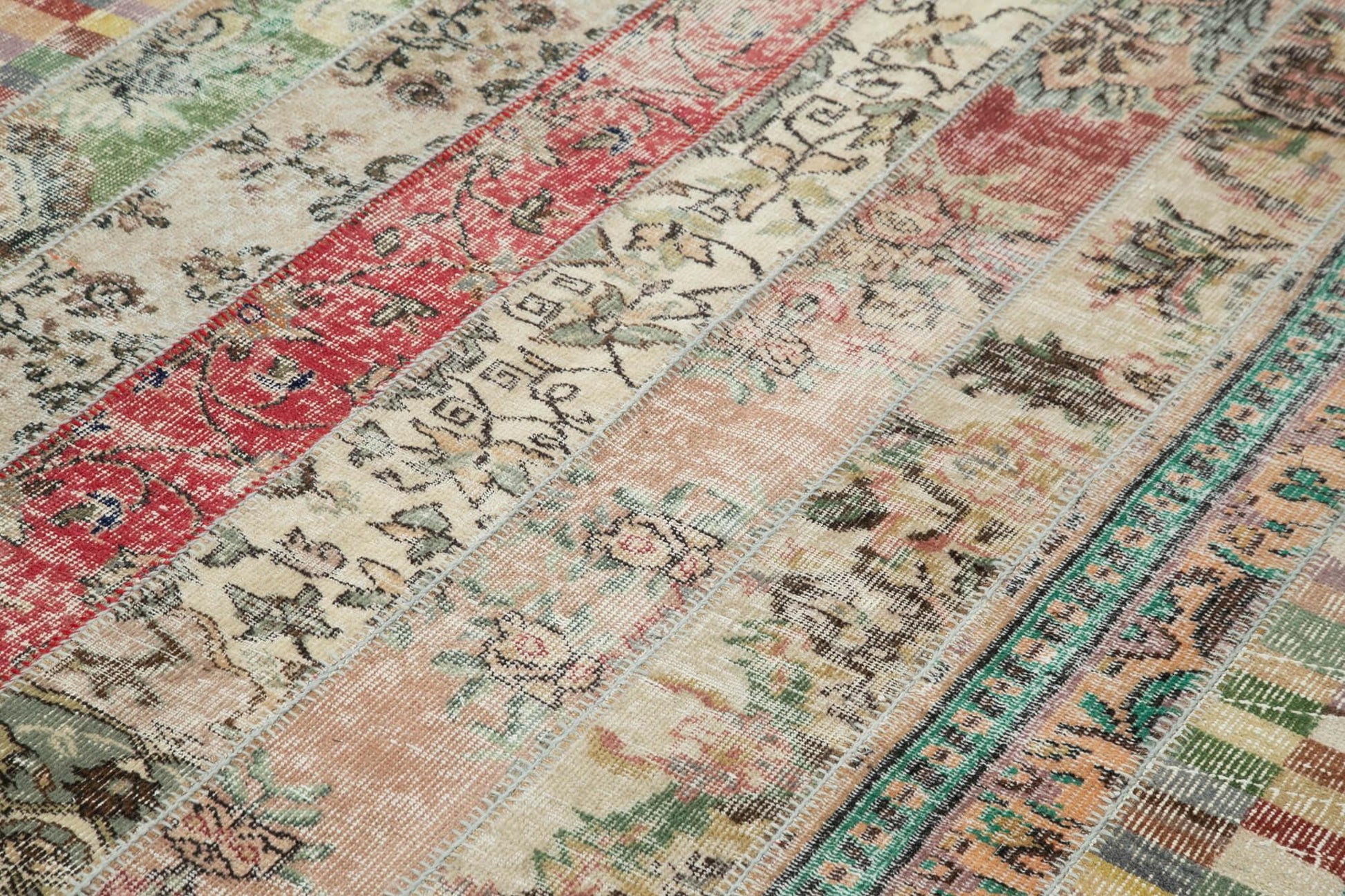 Kırk Yama Gri Patchwork Pamuk Yün El Dokuma Halısı 203x305 Agacan