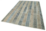 Kırk Yama Gri Patchwork Pamuk Yün El Dokuma Halısı 203x305 Agacan