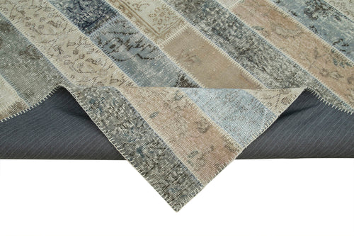 Kırk Yama Gri Patchwork Pamuk Yün El Dokuma Halısı 203x305 Agacan