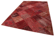 Kırk Yama Kırmızı Patchwork Pamuk Yün El Dokuma Halısı 197x304 Agacan