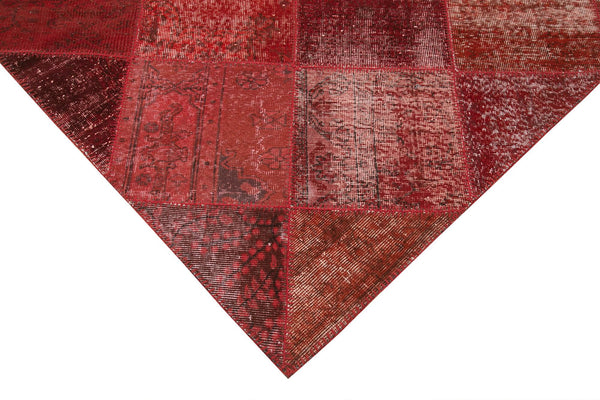 Kırk Yama Kırmızı Patchwork Pamuk Yün El Dokuma Halısı 197x304 Agacan