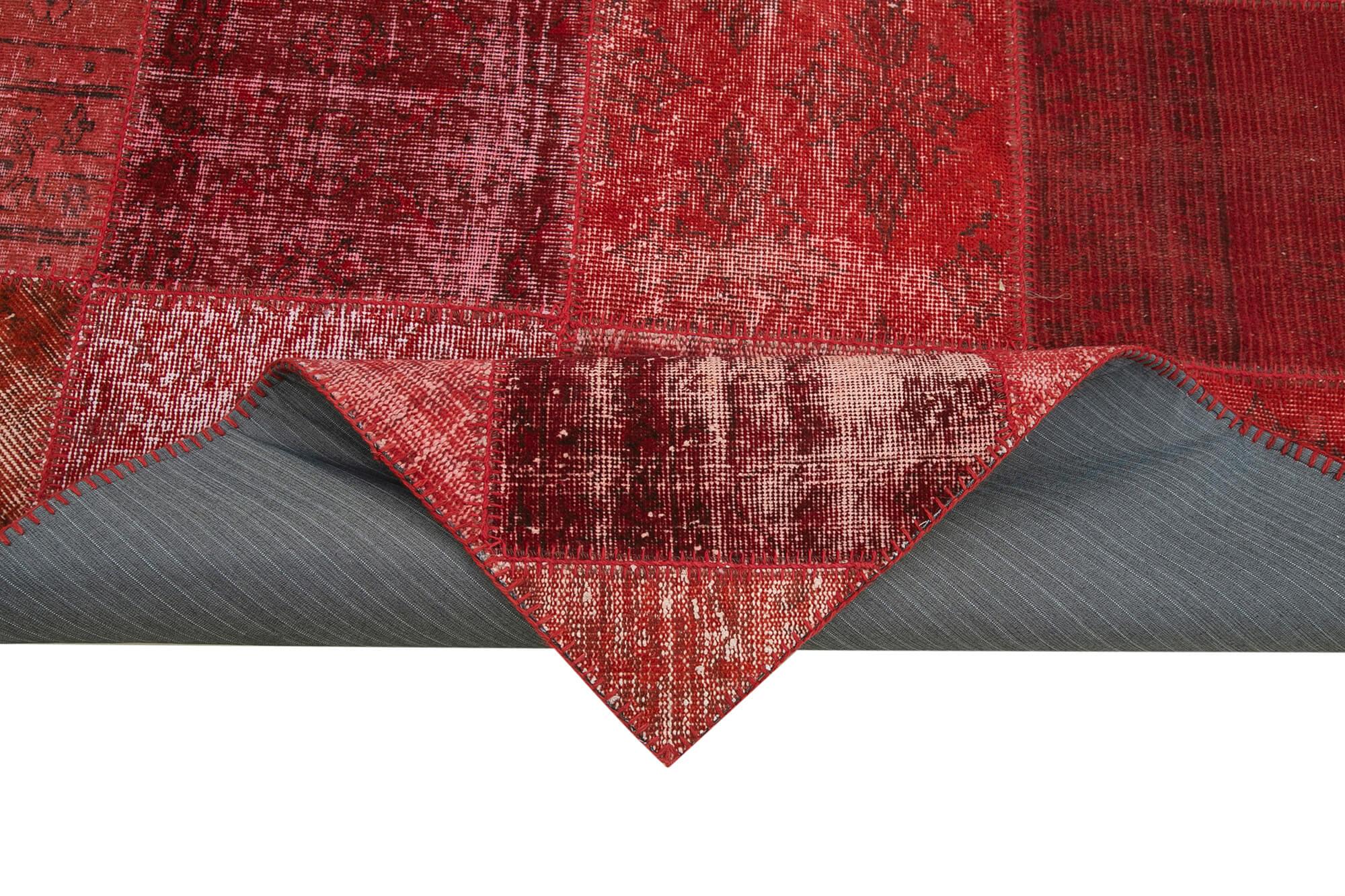 Kırk Yama Kırmızı Patchwork Pamuk Yün El Dokuma Halısı 197x304 Agacan