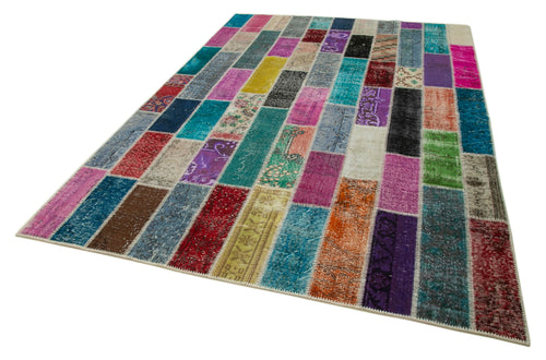 Kırk Yama Gri Patchwork Pamuk Yün El Dokuma Halısı 198x298 Agacan