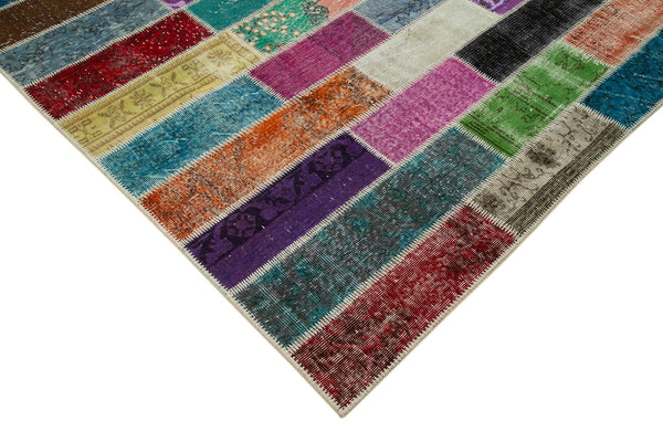 Kırk Yama Gri Patchwork Pamuk Yün El Dokuma Halısı 198x298 Agacan