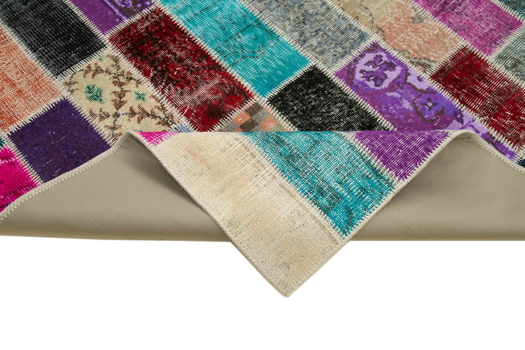 Kırk Yama Gri Patchwork Pamuk Yün El Dokuma Halısı 198x298 Agacan