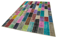 Kırk Yama Gri Patchwork Pamuk Yün El Dokuma Halısı 195x304 Agacan