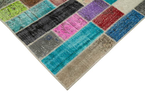 Kırk Yama Gri Patchwork Pamuk Yün El Dokuma Halısı 195x304 Agacan