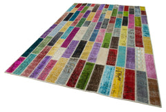 Kırk Yama Gri Patchwork Pamuk Yün El Dokuma Halısı 200x311 Agacan