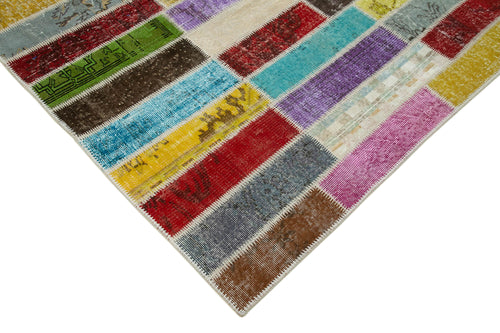 Kırk Yama Gri Patchwork Pamuk Yün El Dokuma Halısı 200x311 Agacan