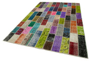 Kırk Yama Gri Patchwork Pamuk Yün El Dokuma Halısı 198x304 Agacan
