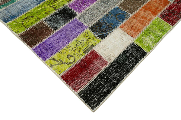 Kırk Yama Gri Patchwork Pamuk Yün El Dokuma Halısı 198x304 Agacan