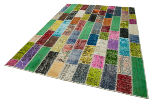 Kırk Yama Gri Patchwork Pamuk Yün El Dokuma Halısı 200x295 Agacan
