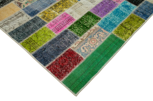 Kırk Yama Gri Patchwork Pamuk Yün El Dokuma Halısı 200x295 Agacan