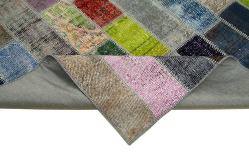 Kırk Yama Gri Patchwork Pamuk Yün El Dokuma Halısı 204x304 Agacan