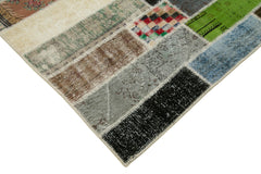 Kırk Yama Gri Patchwork Pamuk Yün El Dokuma Halısı 203x312 Agacan