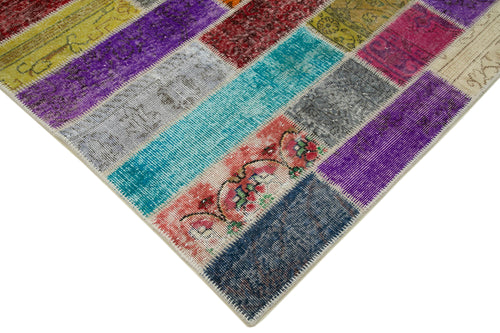 Kırk Yama Gri Patchwork Pamuk Yün El Dokuma Halısı 203x300 Agacan