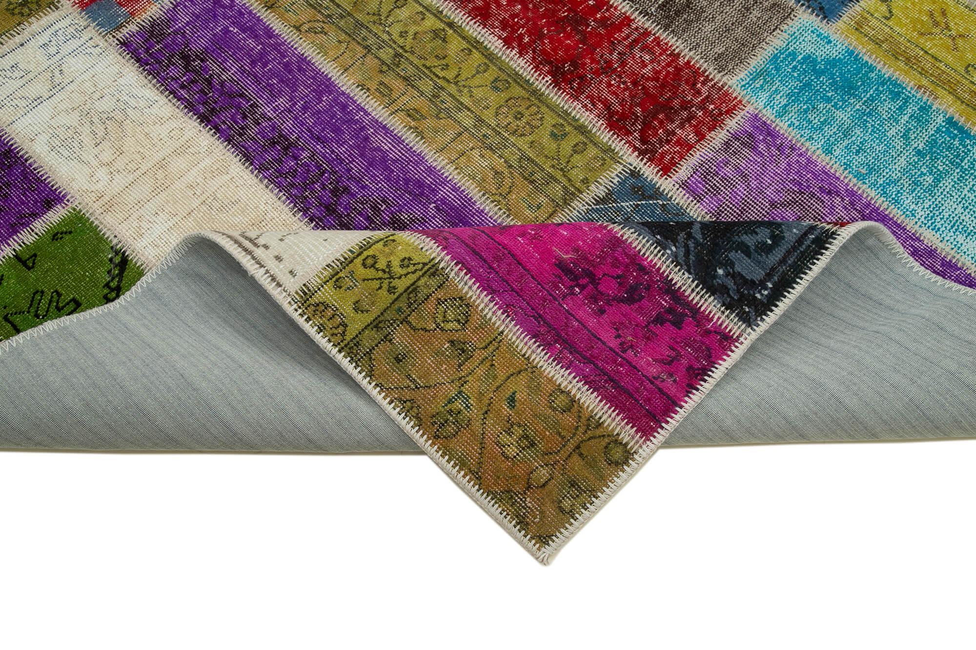 Kırk Yama Gri Patchwork Pamuk Yün El Dokuma Halısı 203x300 Agacan