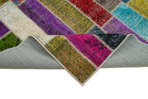 Kırk Yama Gri Patchwork Pamuk Yün El Dokuma Halısı 203x300 Agacan