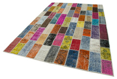 Kırk Yama Gri Patchwork Pamuk Yün El Dokuma Halısı 203x300 Agacan