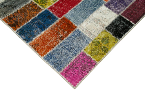 Kırk Yama Gri Patchwork Pamuk Yün El Dokuma Halısı 203x300 Agacan