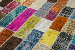 Kırk Yama Gri Patchwork Pamuk Yün El Dokuma Halısı 203x300 Agacan