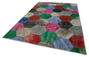 Kırk Yama Gri Patchwork Pamuk Yün El Dokuma Halısı 201x304 Agacan
