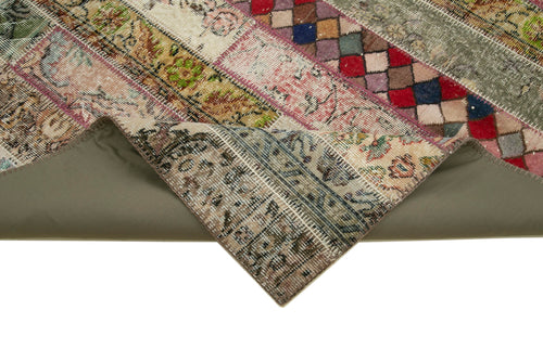 Kırk Yama Gri Patchwork Pamuk Yün El Dokuma Halısı 202x304 Agacan