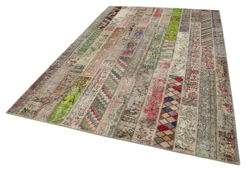 Kırk Yama Gri Patchwork Pamuk Yün El Dokuma Halısı 200x302 Agacan