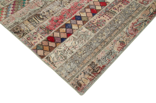 Kırk Yama Gri Patchwork Pamuk Yün El Dokuma Halısı 200x302 Agacan