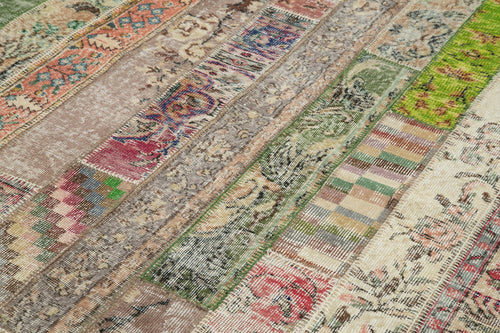 Kırk Yama Gri Patchwork Pamuk Yün El Dokuma Halısı 200x302 Agacan