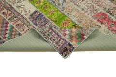 Kırk Yama Gri Patchwork Pamuk Yün El Dokuma Halısı 200x302 Agacan