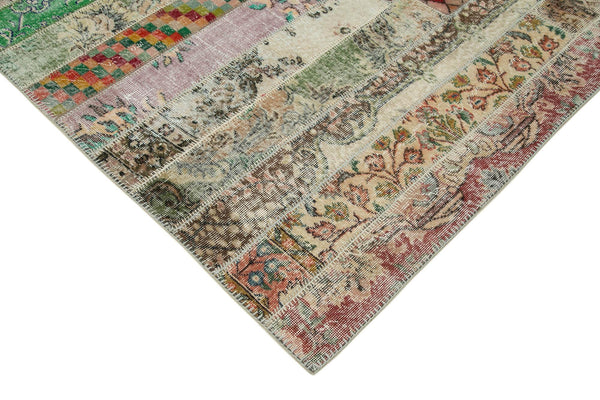 Kırk Yama Gri Patchwork Pamuk Yün El Dokuma Halısı 202x303 Agacan
