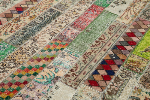 Kırk Yama Gri Patchwork Pamuk Yün El Dokuma Halısı 202x303 Agacan