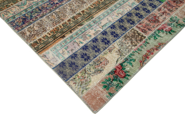 Kırk Yama Gri Patchwork Pamuk Yün El Dokuma Halısı 202x303 Agacan