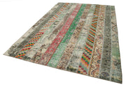 Kırk Yama Gri Patchwork Pamuk Yün El Dokuma Halısı 202x303 Agacan