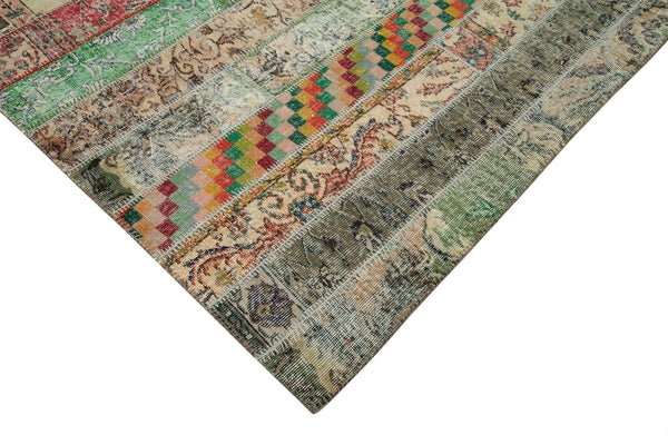 Kırk Yama Gri Patchwork Pamuk Yün El Dokuma Halısı 202x303 Agacan