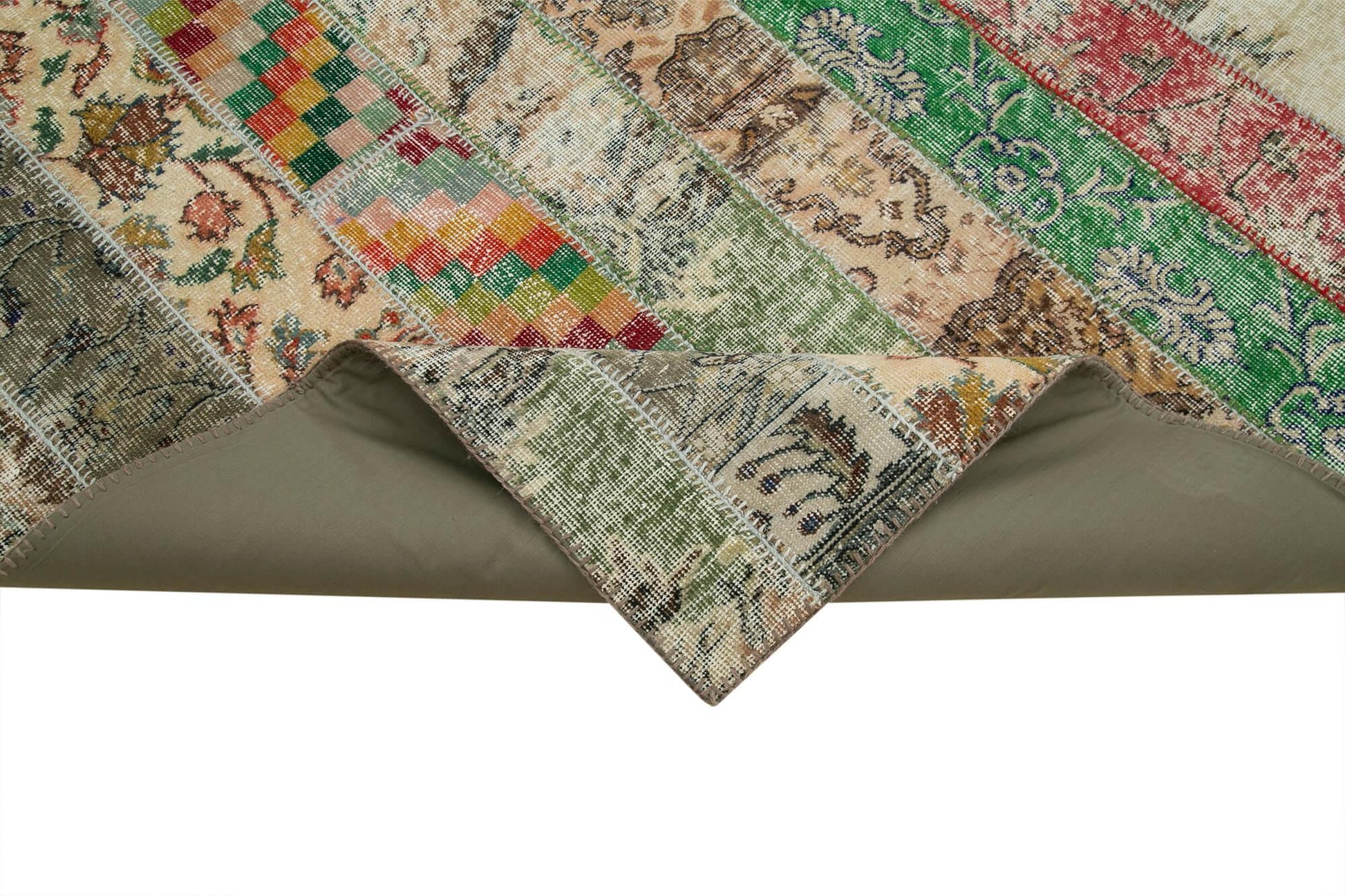 Kırk Yama Gri Patchwork Pamuk Yün El Dokuma Halısı 202x303 Agacan